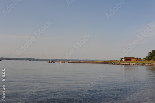 Pier or deck at Jomfruland island in Norway on a calm evening in summer