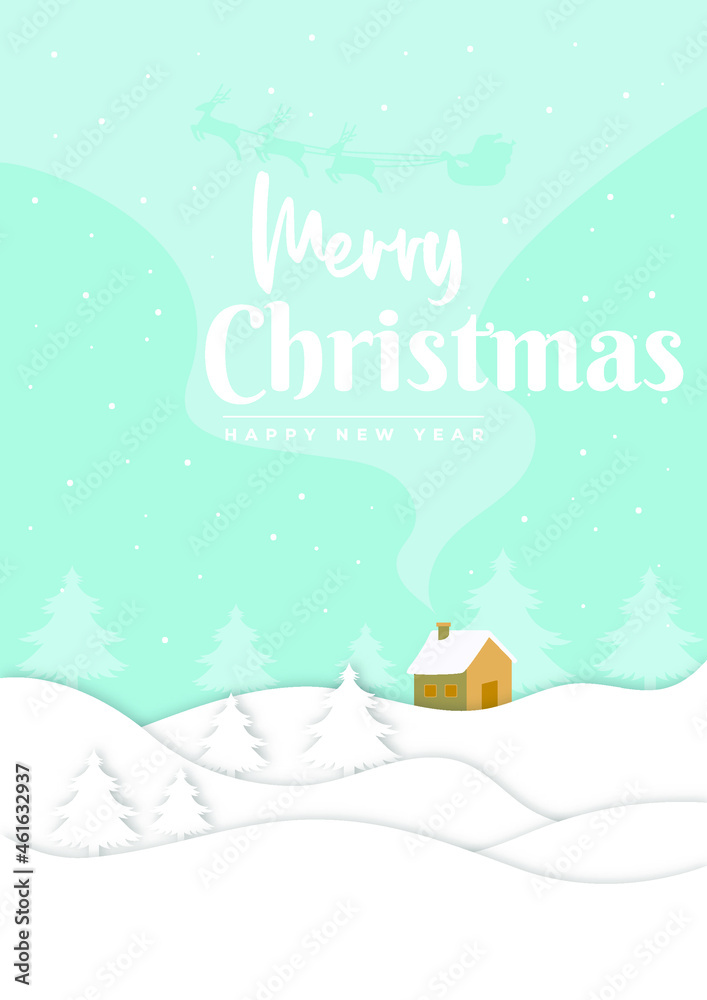 Merry christmas background template for poster, banner. Vector graphic eps 10. Modern flat design.