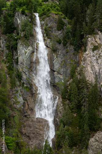 High waterfall near Matrei in Osttirol in summer