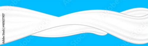milk splashing for banner, white milk drop splash, droplet milk shape isolated on light blue for banner background
