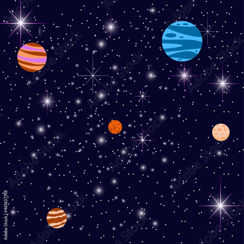 Starry Night Sky With Planets