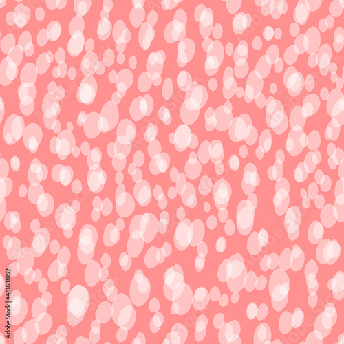 Abstract hand drown polka dots background. Pink dotted seamless pattern with white circles. Template design for invitation, poster, card, flyer, textile, fabric