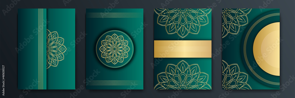 Modern simple dark green and gold glitter abstract geometric background ...