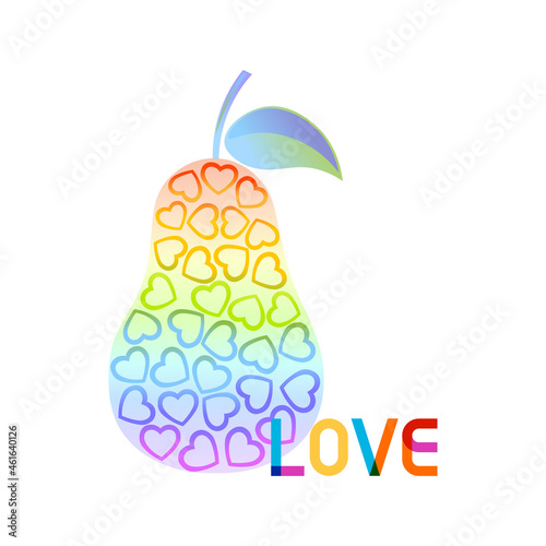 pear fruit rainbow heart love logo vector illustration
