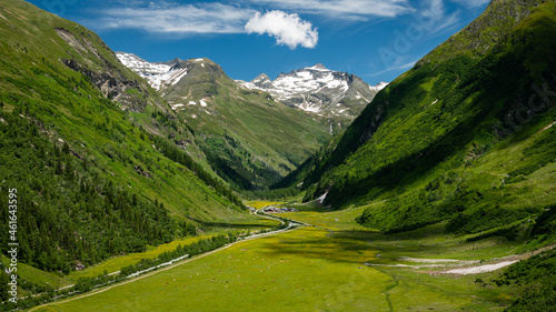 River and glacier in the Austrian Alps (near Grossvenediger) in summer