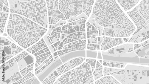 White and light grey Frankfurt am Main City area vector background map, streets and water cartography illustration.