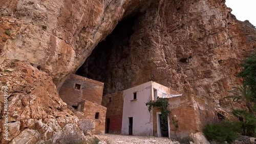 Grotta Mangiapane or Scurati Cave in Sicily, Italy. Tilt-up photo