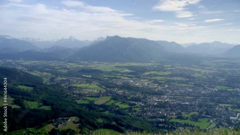 panoramic view of the mountains of Salzburg in Austria where we can see its mountains with their snowy peaks and the magnificence of the panorama with superb colors during a splendid summer afternoon panoramic view of the mountains of Salzburg in Austria where we can see its mountains with their snowy peaks and the magnificence of the panorama with superb colors during a splendid summer afternoon