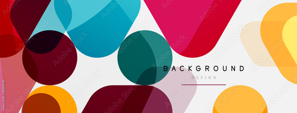 Color bubbles and rounded geometric shapes on white. Vector geometric minimal abstract background for wallpaper, banner, background, landing page Color bubbles and rounded geometric shapes on white. Vector geometric minimal abstract background for wallpaper, banner, background, landing page