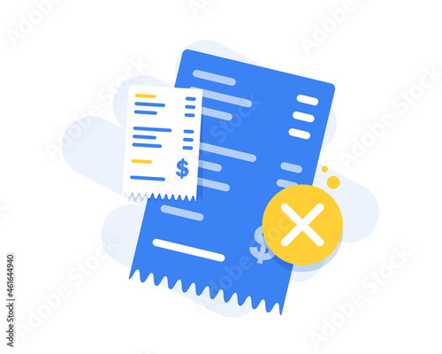 Payment transaction bill declined or money transfer alert or caution error sign vector illustration flat cartoon