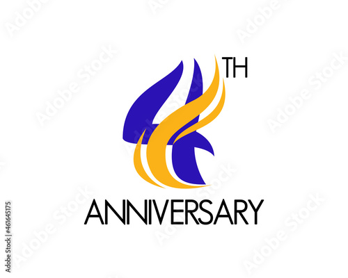 4 years anniversary logo design with abstract concept and ribbon icon. 4th celebration number © Andrian