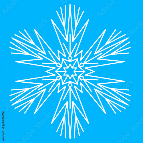 Needle snowflake icon, christmas decoration. Excellent snowflake, symmetrical crystal vector