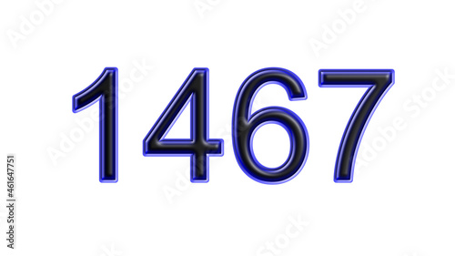 blue 1467 number 3d effect white background