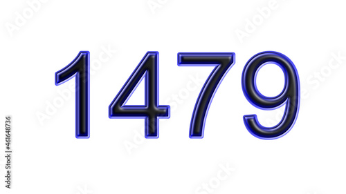 blue 1479 number 3d effect white background