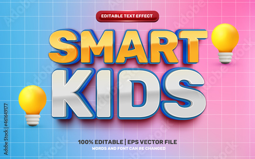 Smart kids cartoon comic modern 3d text effect style