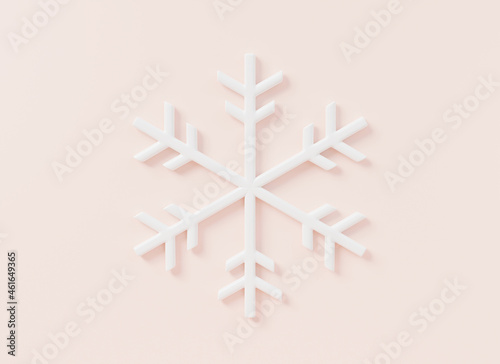 Snowflakes Christmas on pink pastel background  snow flake ice in winter season symbol gift holiday New year and Xmas decoration graphic design elements  3D rendering illustration