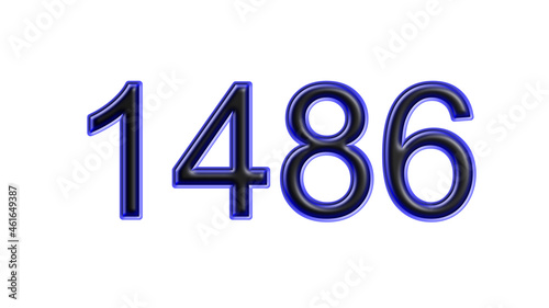 blue 1486 number 3d effect white background