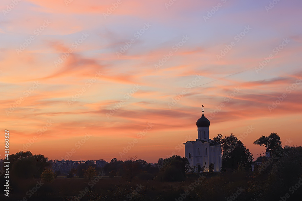 city ples on the volga church, landscape historical view orthodoxy architecture