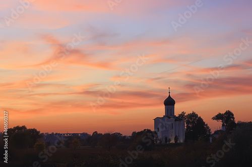 city ples on the volga church, landscape historical view orthodoxy architecture © kichigin19