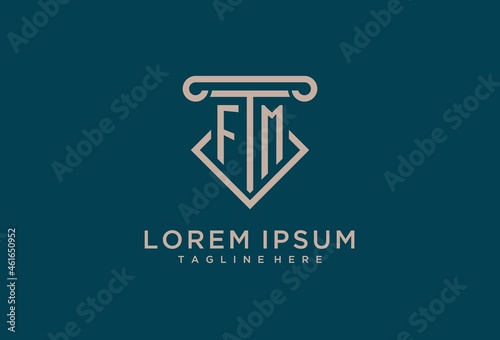 FM initial with pillar icon design, clean and modern attorney, legal firm logo