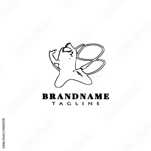 bungee jumper cartoon logo icon design template black isolated cute illustration