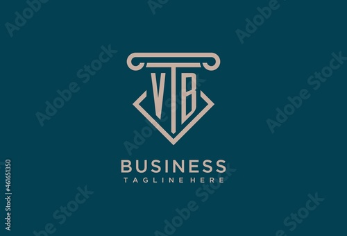 VB initial with pillar icon design, clean and modern attorney, legal firm logo