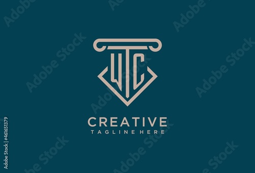 WC initial with pillar icon design, clean and modern attorney, legal firm logo