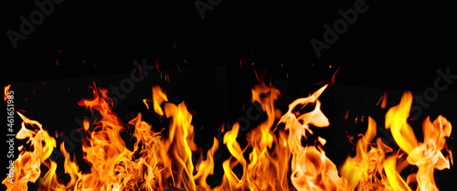  fire and flames on black background