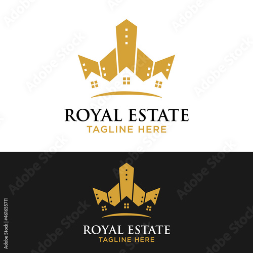 Crown Building for Royal Estate Logo Design Template. Suitable for Real Estate Realty Realtor Properties Mortgage Construction Development Management Agent Logo Design.