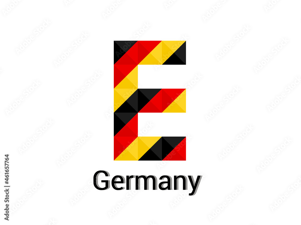 Creative Letter E with 3d germany colors concept. Good for print, t-shirt design, logo, etc. Vector illustration.