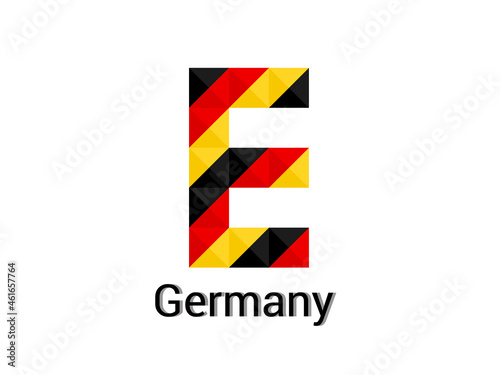 Creative Letter E with 3d germany colors concept. Good for print, t-shirt design, logo, etc. Vector illustration.