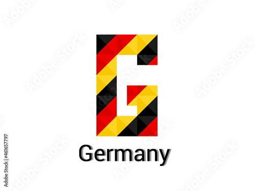 Creative Letter G with 3d germany colors concept. Good for print, t-shirt design, logo, etc. Vector illustration.
