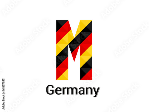 Creative Letter M with 3d germany colors concept. Good for print, t-shirt design, logo, etc. Vector illustration.