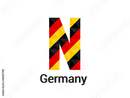 Creative Letter N with 3d germany colors concept. Good for print, t-shirt design, logo, etc. Vector illustration.