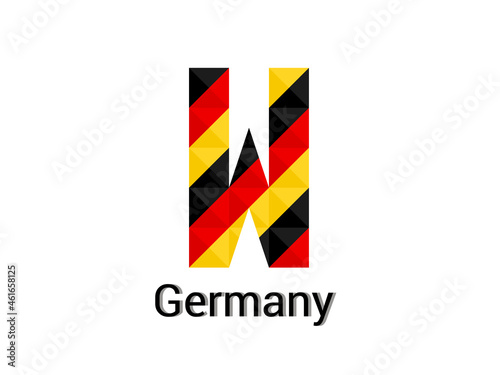 Creative Letter W with 3d germany colors concept. Good for print, t-shirt design, logo, etc. Vector illustration.