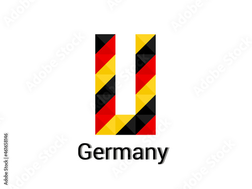Creative Letter U with 3d germany colors concept. Good for print, t-shirt design, logo, etc. Vector illustration.