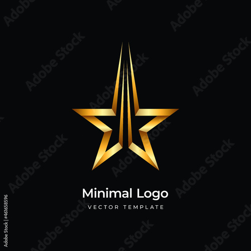 Gold star logo template. Vector illustration