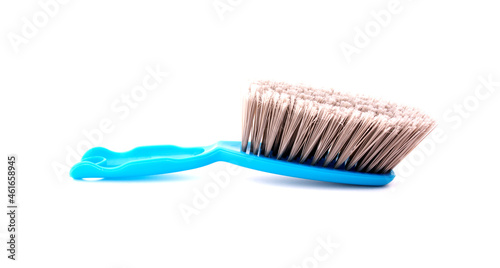 Scoop and brush blue cleaning kit isolated on white background