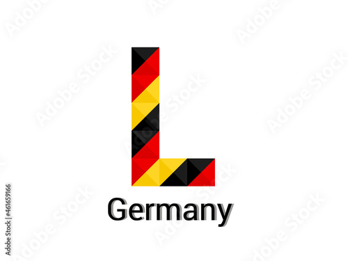 Creative Letter L with 3d germany colors concept. Good for print, t-shirt design, logo, etc. Vector illustration.