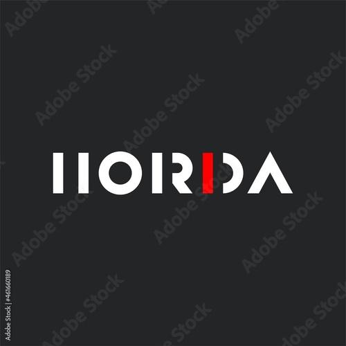 "HORDA" means geometric "chord". Logo elements: chord, segment, arc and secant. Vector.