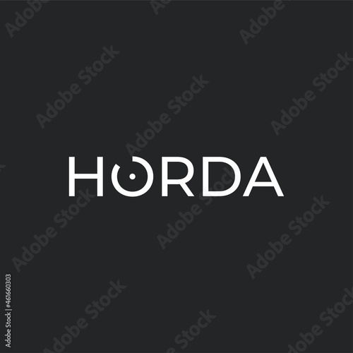 "HORDA" means geometric "chord". Logo elements: chord, segment, arc and secant. Vector.