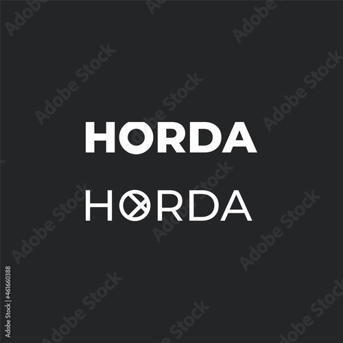 "HORDA" means geometric "chord". Logo elements: chord, segment, arc and secant. Vector. ..