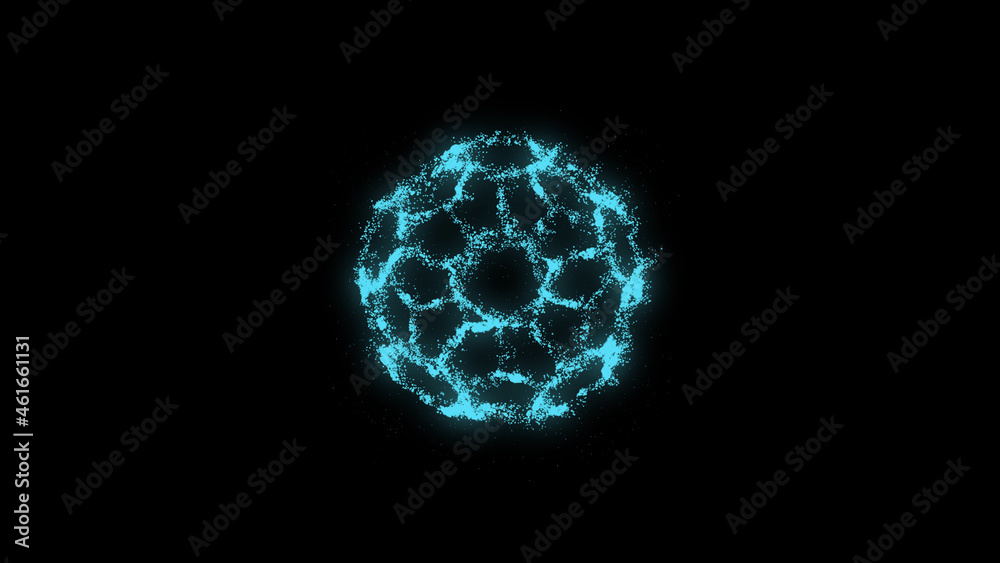 blue glowing particle on a black background. futuristic abstract background. 3d rendering blue glowing particle on a black background. futuristic abstract background. 3d rendering