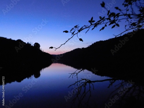 sunset at Klíčava reservoir lanska obora game enclosure czech republic drinking water supply area photo