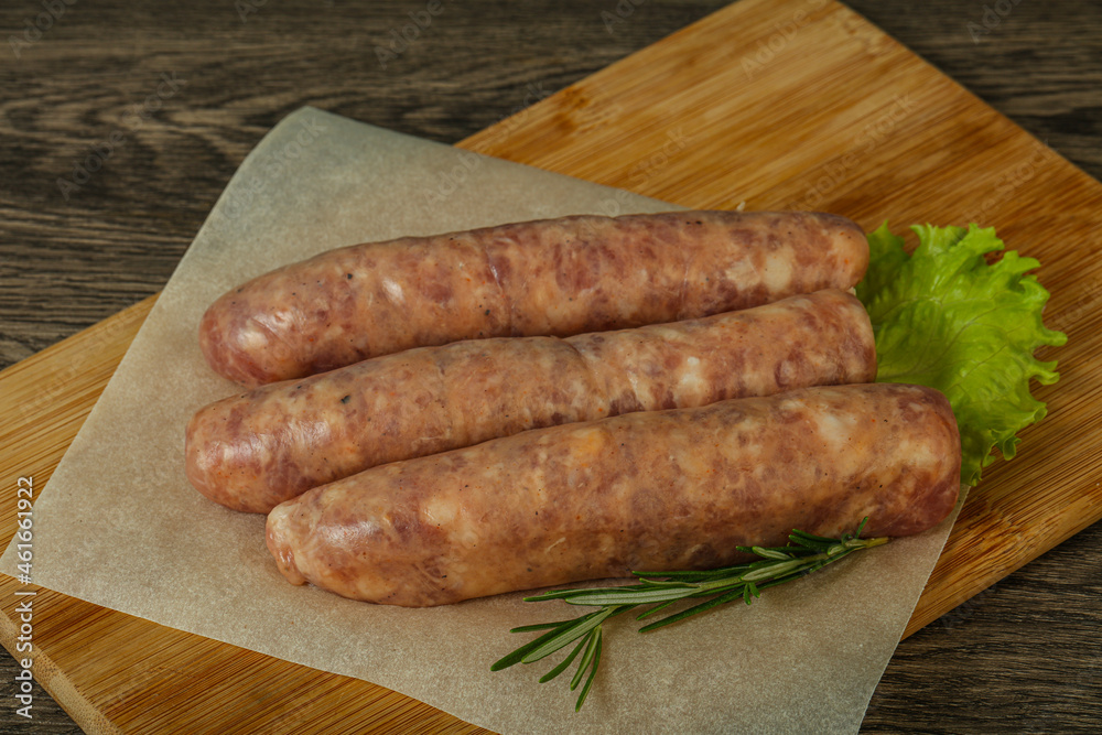 Raw pork meat sausages for grill Raw pork meat sausages for grill
