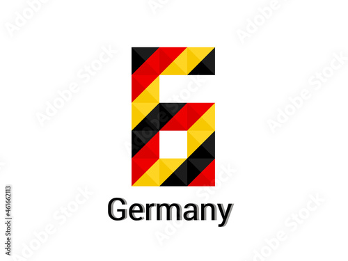 Free Download Creative Number 6 with 3d germany colors concept. Good for print, t-shirt design, logo, etc. Vector illustration. - GFXLoad