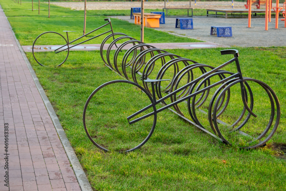 Empty parking for bicycles in the form of a bicycle Empty parking for bicycles in the form of a bicycle