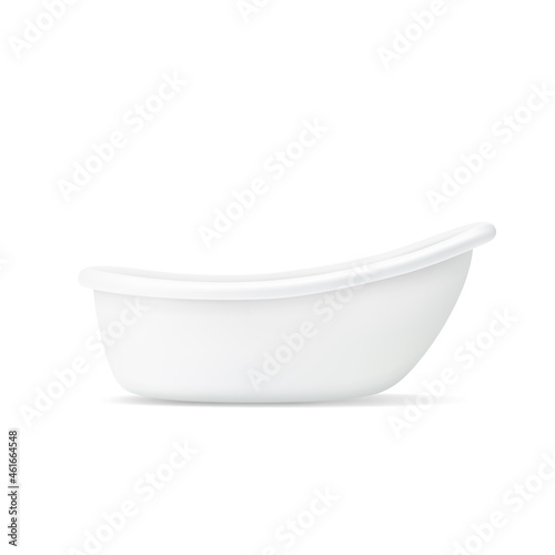 White empty vintage bathtub isolated on white background, element for bathroom design.