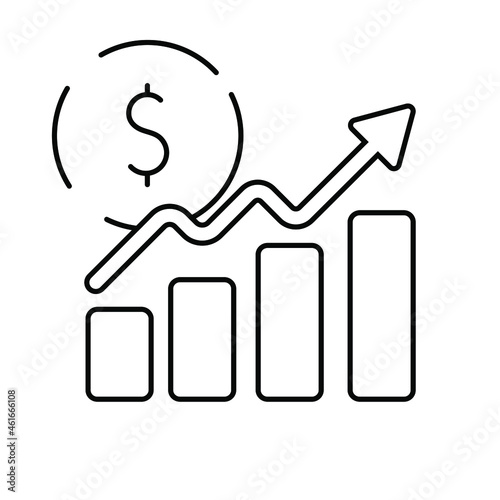 Up arrow icon vector. profit graph illustration sing. cash income symbol. Money logo.