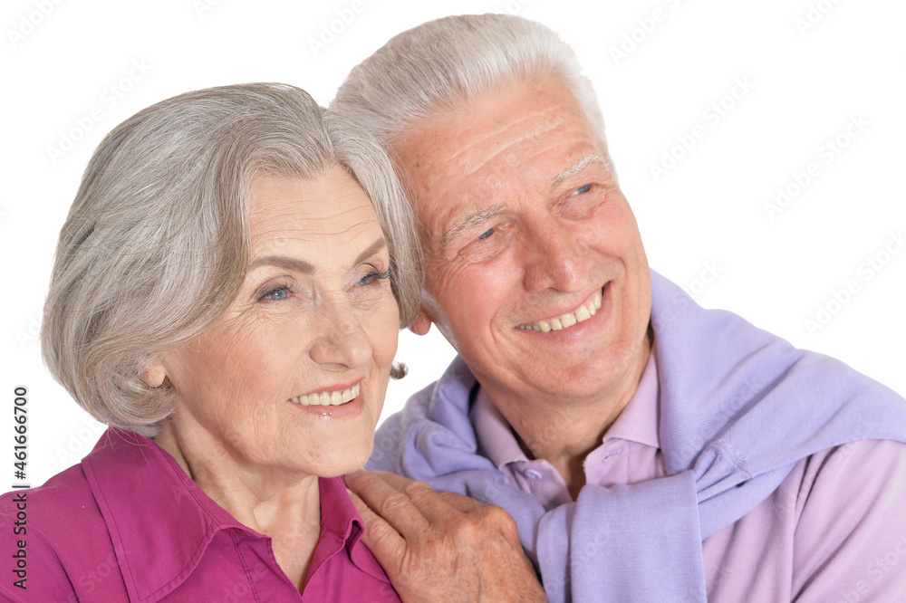 Happy senior couple isolated on white background Happy senior couple isolated on white background